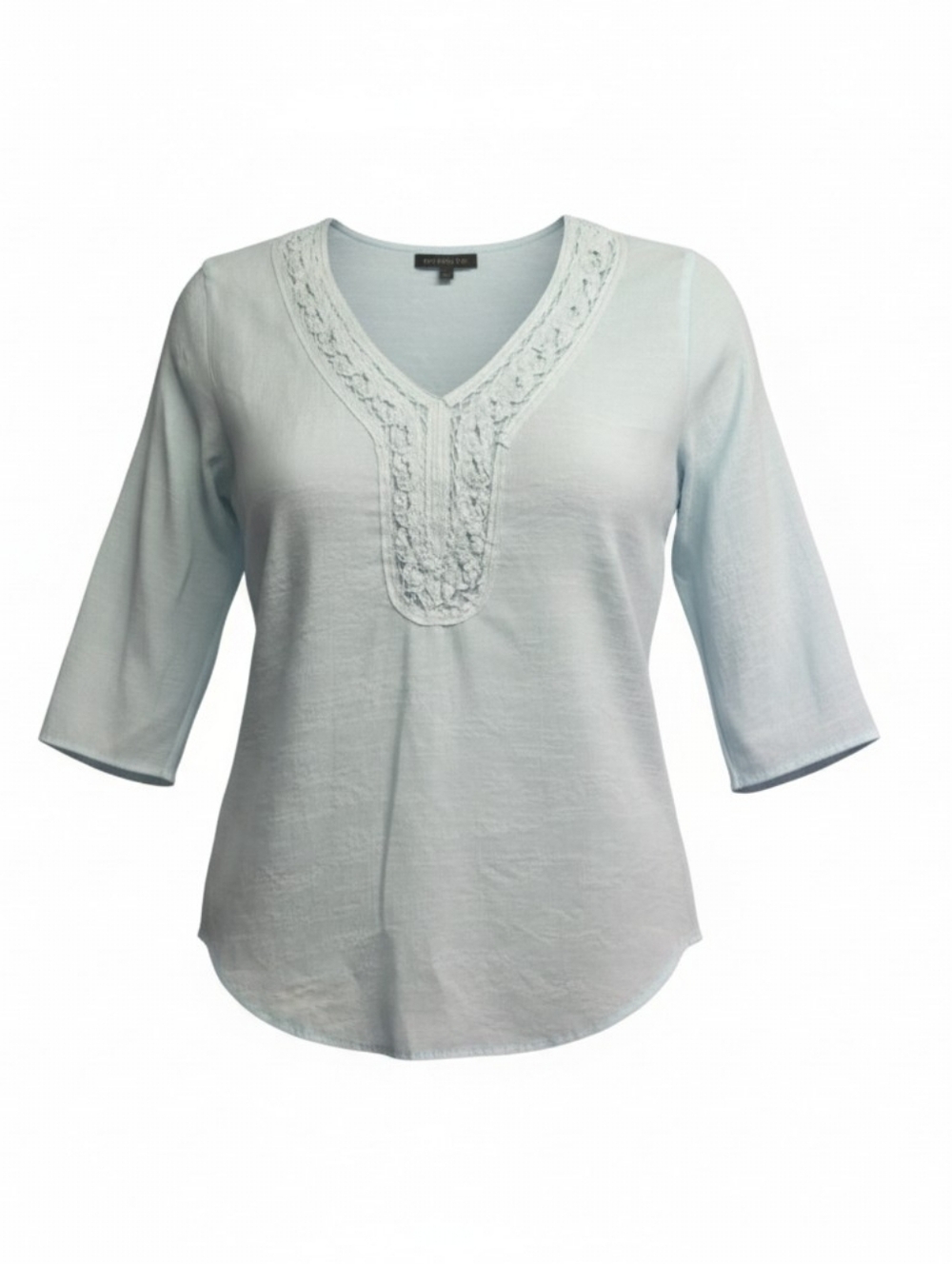 Ava & Grace Petite Light Blue Crochet Trim Blouse 3/4 Sleeve Size PL